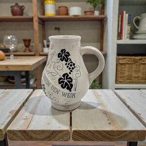 German Stoneware Wine Pitcher 0.25L Trinkkrug Trinket Wie Eure Väter 4 7/8"